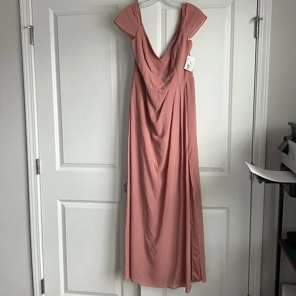 chiffon david's bridal bridesmaid dress Chiffon Short Sleeve A-Line Dress